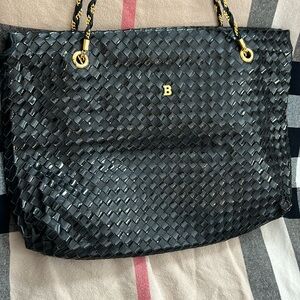 Bally Woven Leather/Patent & Braided Chain Purse Preloved and Stunning